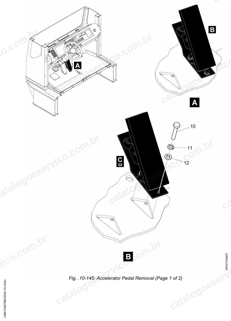 Remoção do pedal do acelerador do T 282B