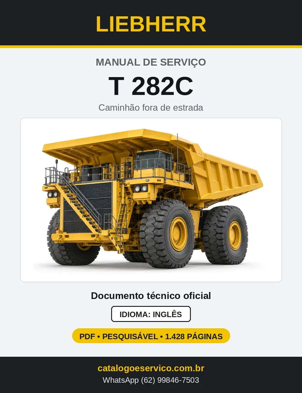Capa do Manual de Serviço Liebherr T282C caminhão fora de estrada
