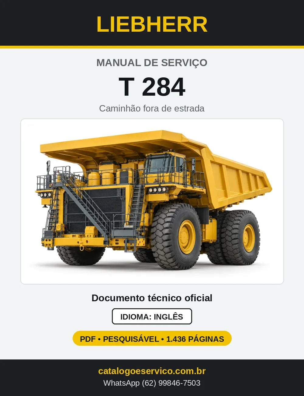 Capa do Manual de Serviço Liebherr T284 caminhão fora de estrada