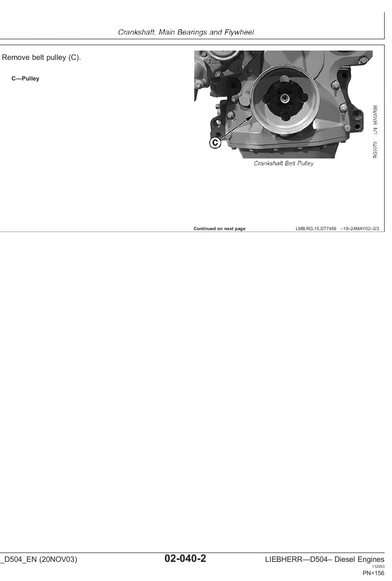 Manual de Oficina Liebherr TH1-D504 Motor Diesel — página interna com diagrama técnico