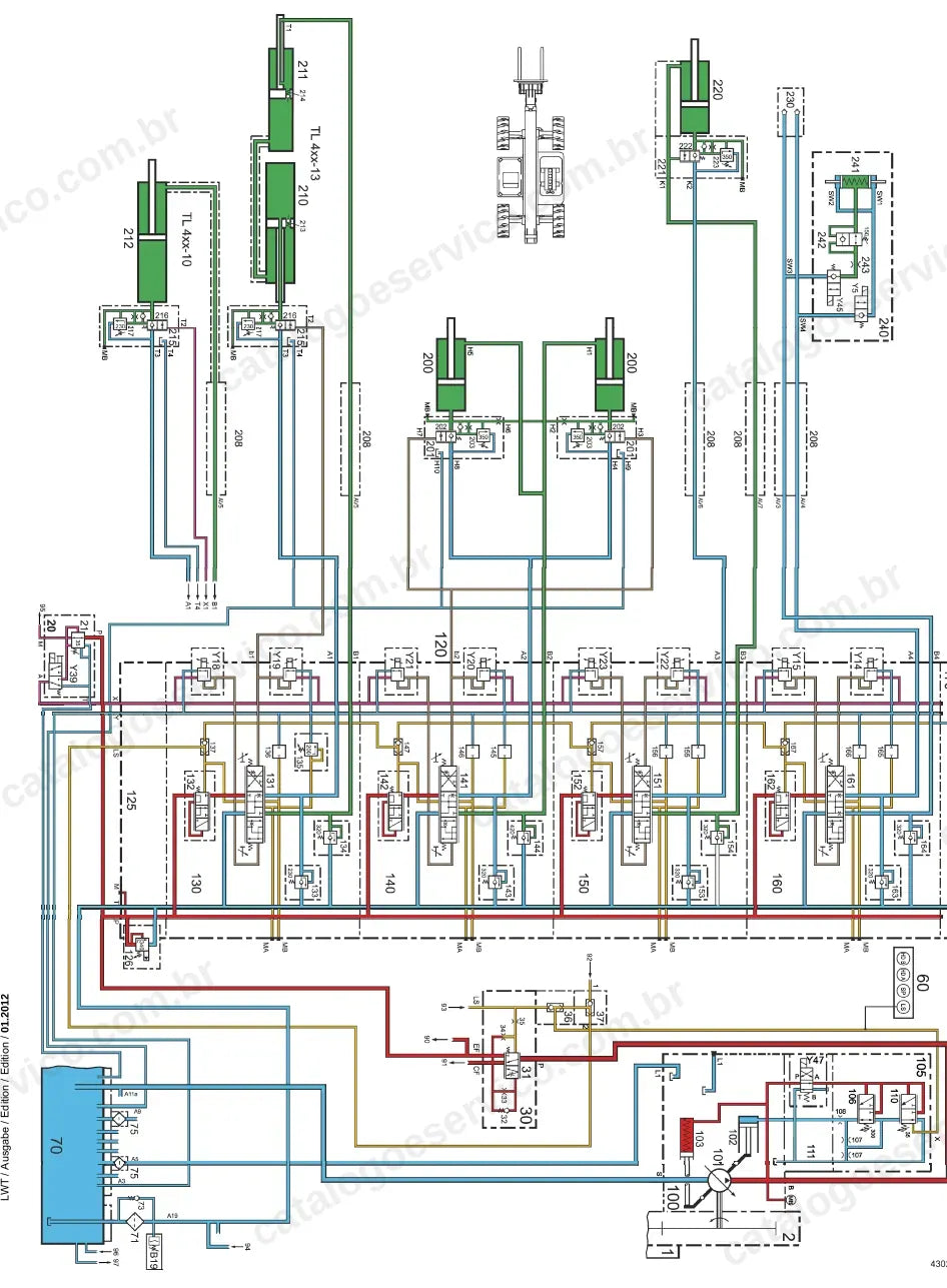 Funcionamento da hidráulica de trabalho dos TL 435, TL 445 e TL 442 a partir da série 9501