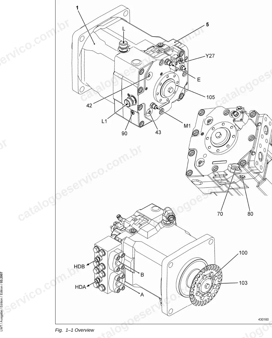 Visão geral do motor de deslocamento variável da translação dos TL 435 e TL 442