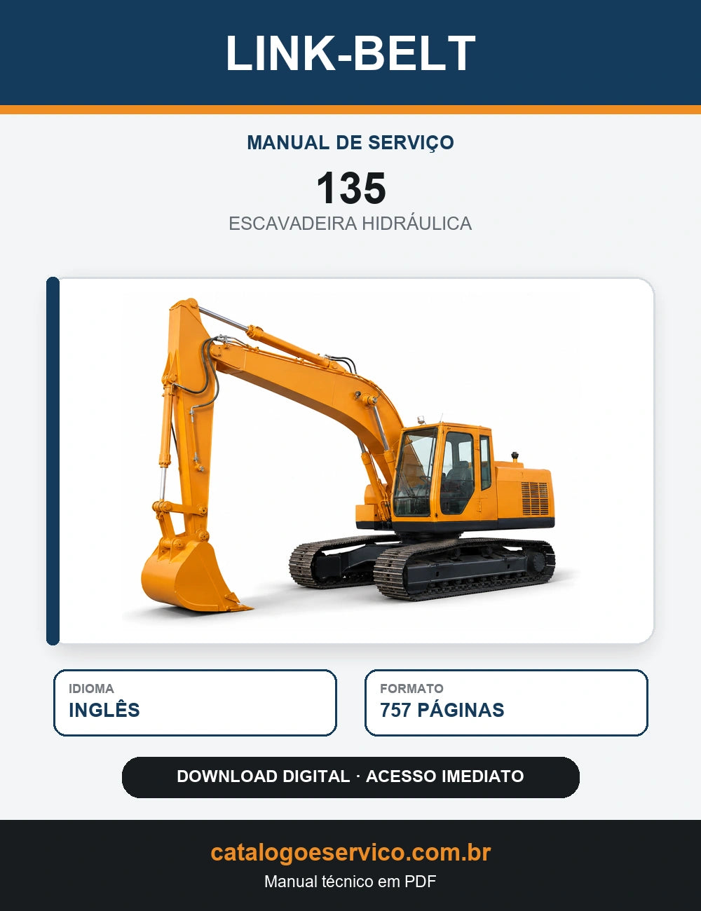 Manual de Serviço Link-Belt 135 Escavadeira Hidráulica
