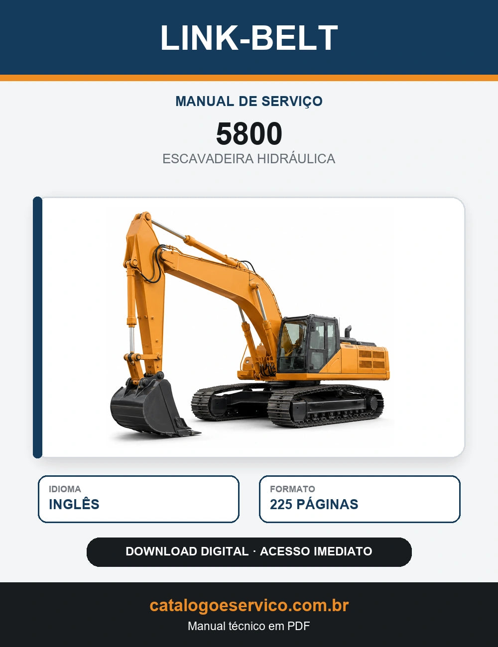 Manual de Serviço Link-Belt 5800 Escavadeira Hidráulica