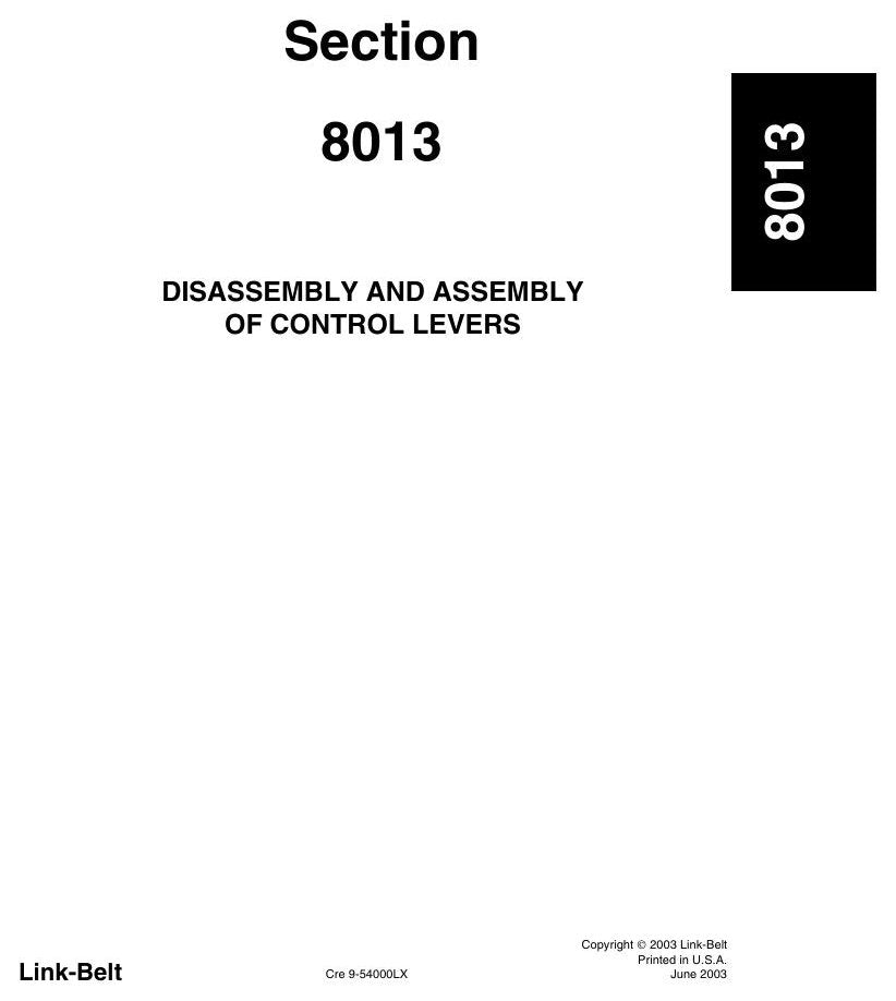 Manual de Serviço Link-Belt 600LX Escavadeira Hidráulica — página interna 3