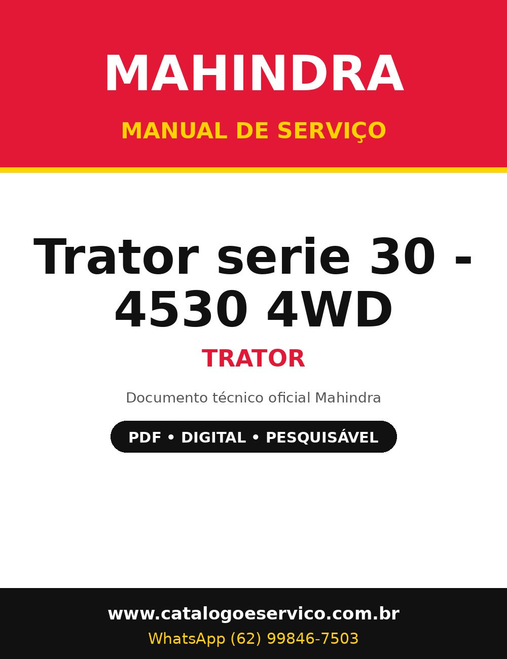 Manual de Serviço Mahindra Trator serie 30 - 4530 4WD - Trator