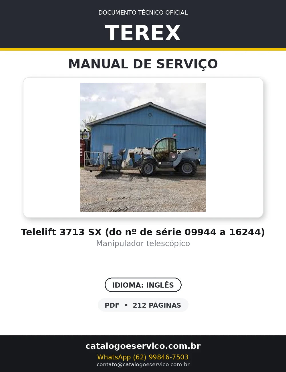 MANUAL DE SERVIÇO MANIPULADOR TELESCOPICO - 3713 ELITE, 4017, 4514 TEREX — capa