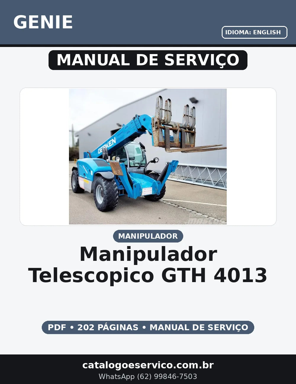 MANUAL DE SERVIÇO MANIPULADOR TELESCOPICO  GTH-4013 sx GENIE — capa do manual de serviço