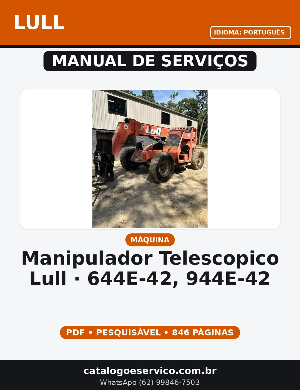 MANUAL DE SERVIÇO MANIPULADOR TELESCOPICO LULL - 644E-42, 944E-42 — capa do manual de serviço
