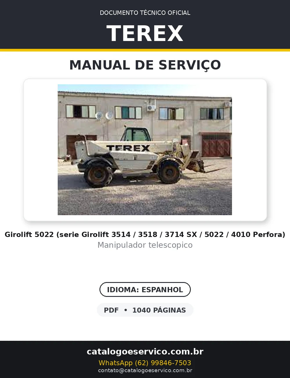 MANUAL DE SERVIÇO MANIPULADOR TELESCÓPICO TEREX - 5022 — capa