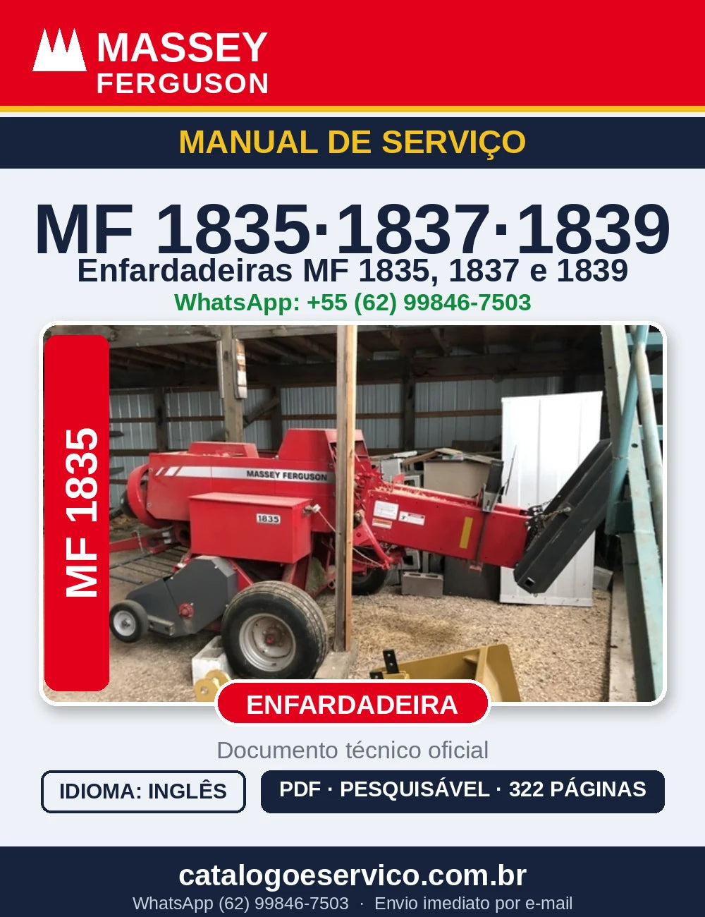 MANUAL DE SERVIÇO MASSEY FERGUSON - 1835, 1837, 1839 - ENFARDADEIRA