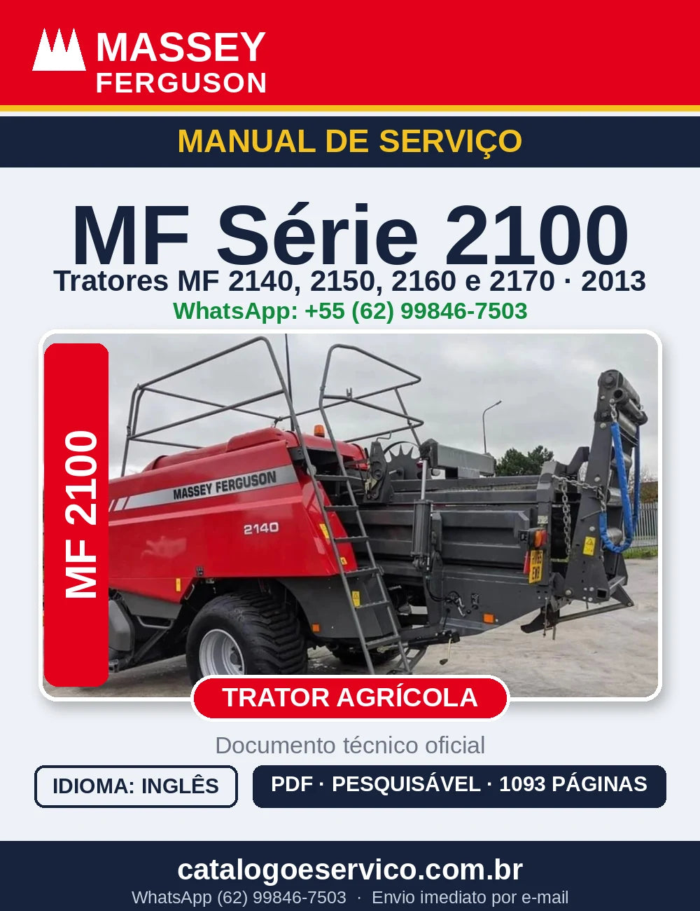 MANUAL DE SERVIÇO MASSEY FERGUSON - 2140, 2150, 2160, 2170 - 2013