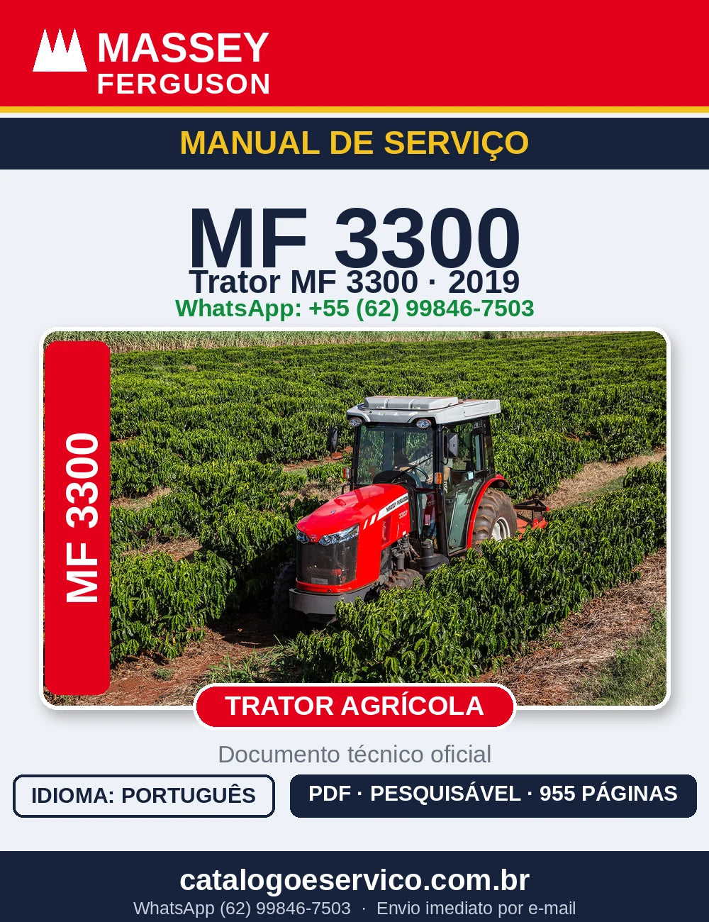 MANUAL DE SERVIÇO MASSEY FERGUSON - MF3300 - 2019 - TRATOR