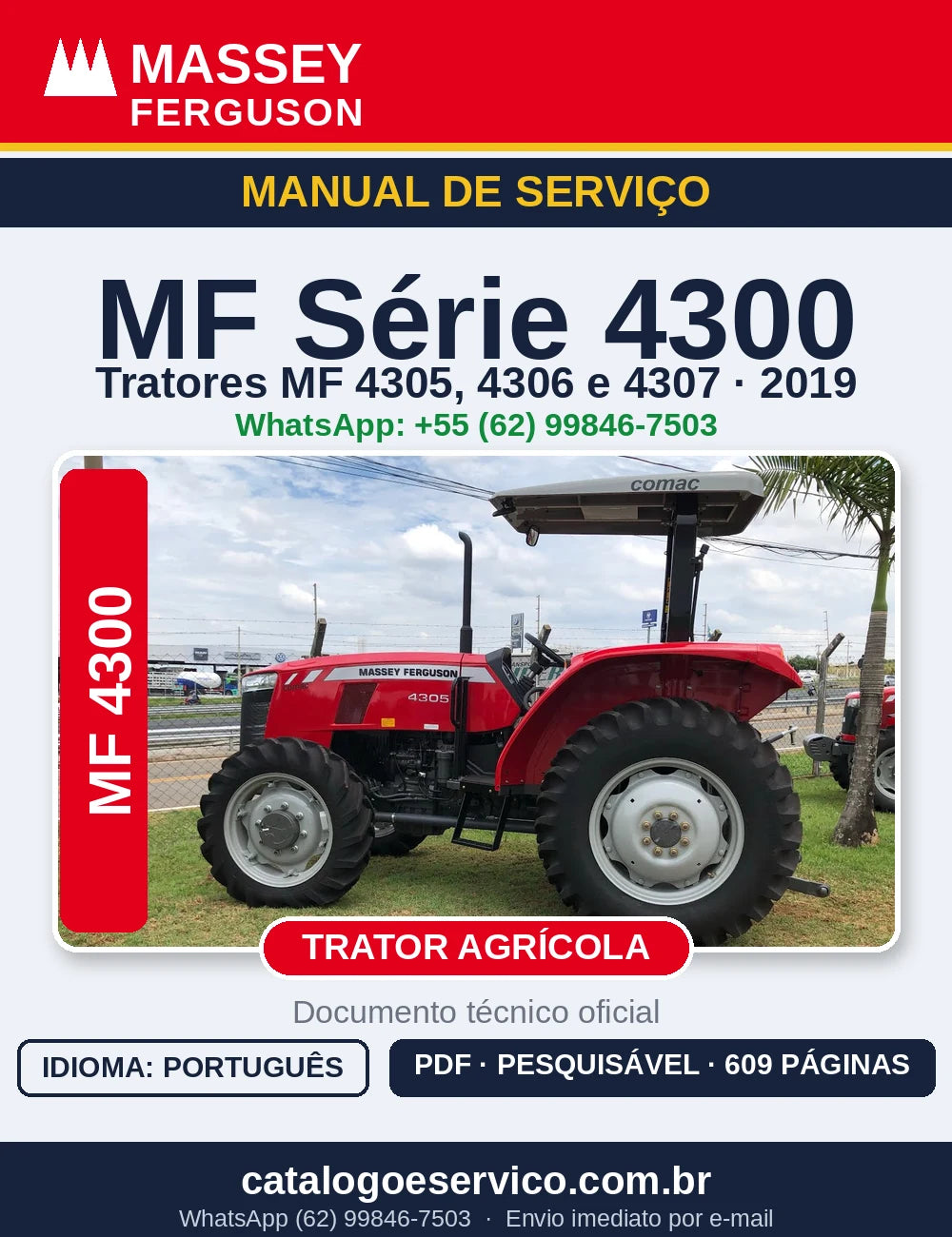 MANUAL DE SERVIÇO MASSEY FERGUSON - MF4305, 4306, 4307 -2019