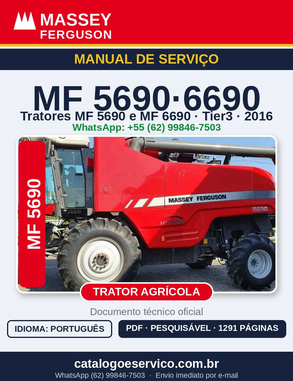 MANUAL DE SERVIÇO MASSEY FERGUSON - MF5690, 6690 -TIER3 2016