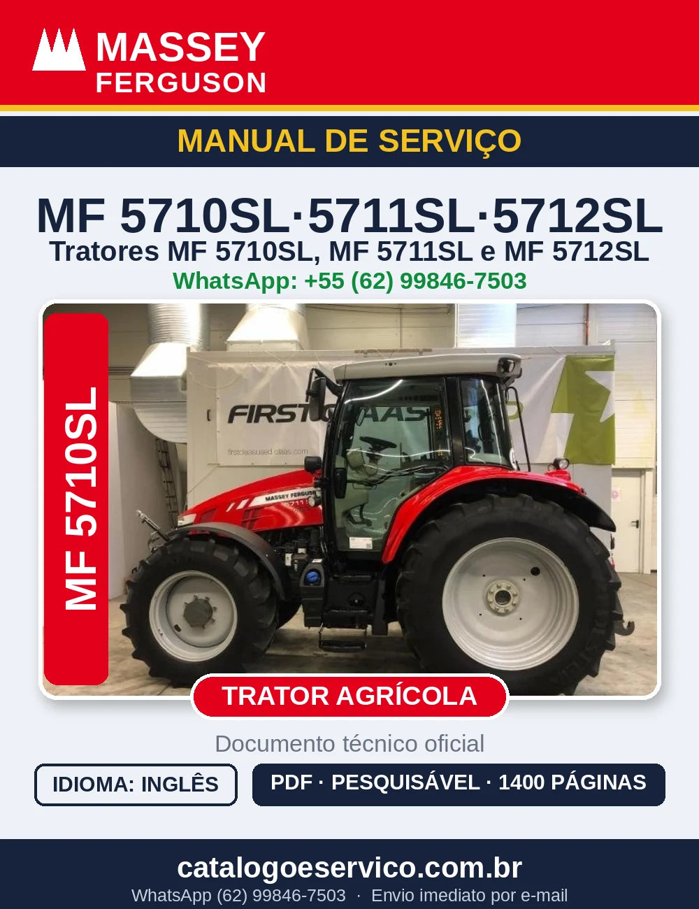 MANUAL DE SERVIÇO MASSEY FERGUSON - MF5710SL, 5711SL, 5712SL