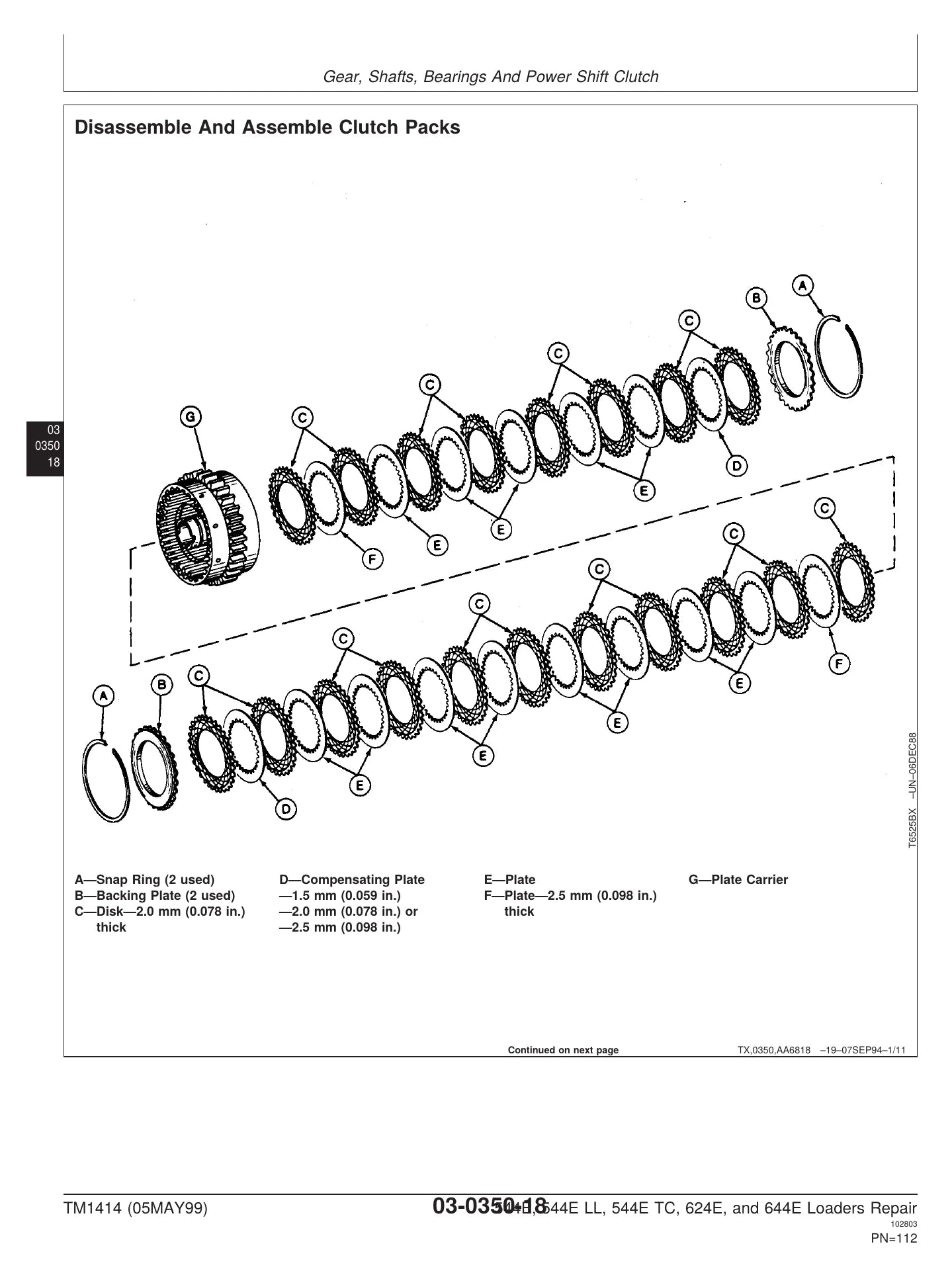 MANUAL DE SERVIÇO MECÂNICO JOHN DEERE - 544E, 544E LL, 544E TC, 624E — diagrama técnico (detalhe)