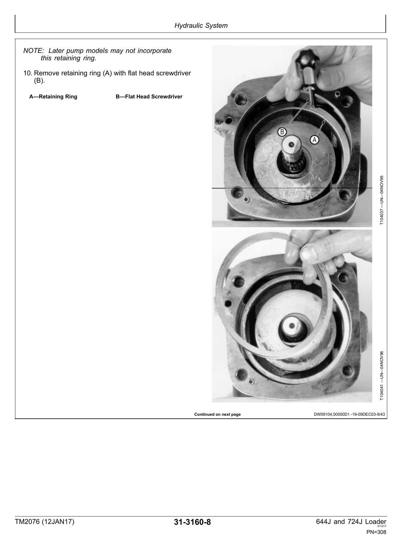 MANUAL DE SERVIÇO MECÂNICO JOHN DEERE - 644J, 724J - ESCAVADEIRA — diagrama técnico (detalhe)