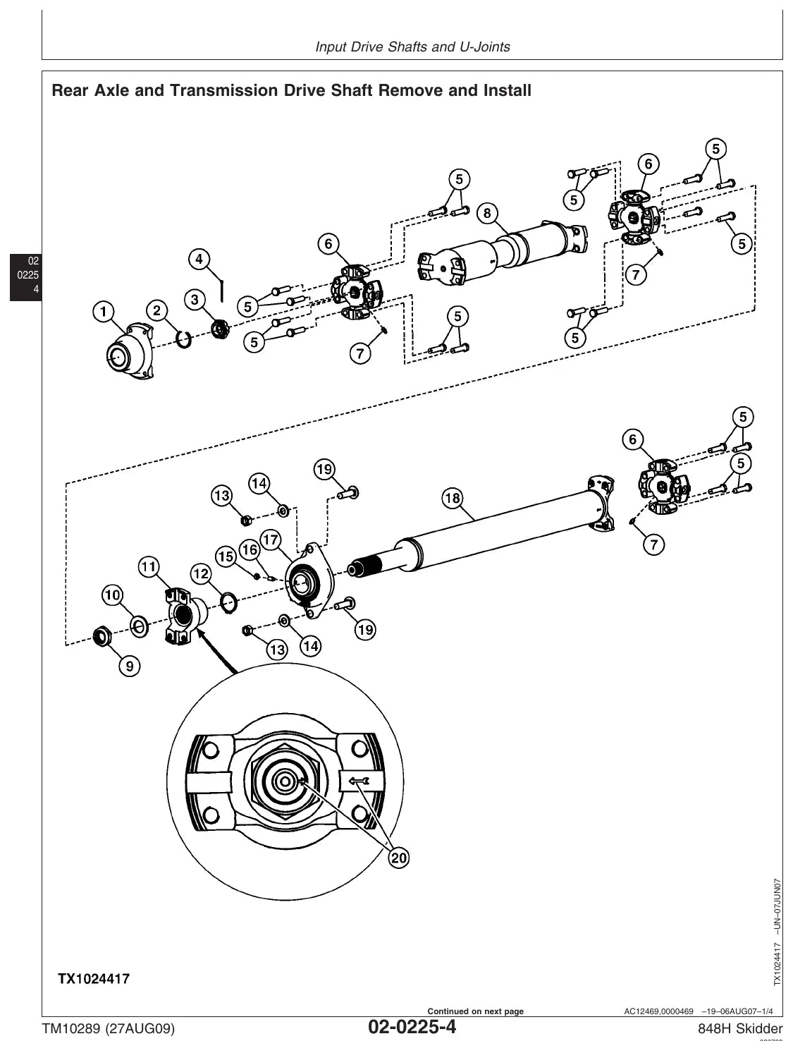 Manual de Serviço John Deere 848H — ilustração técnica 1