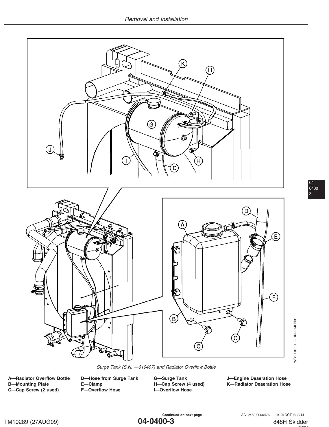 Manual de Serviço John Deere 848H — ilustração técnica 2