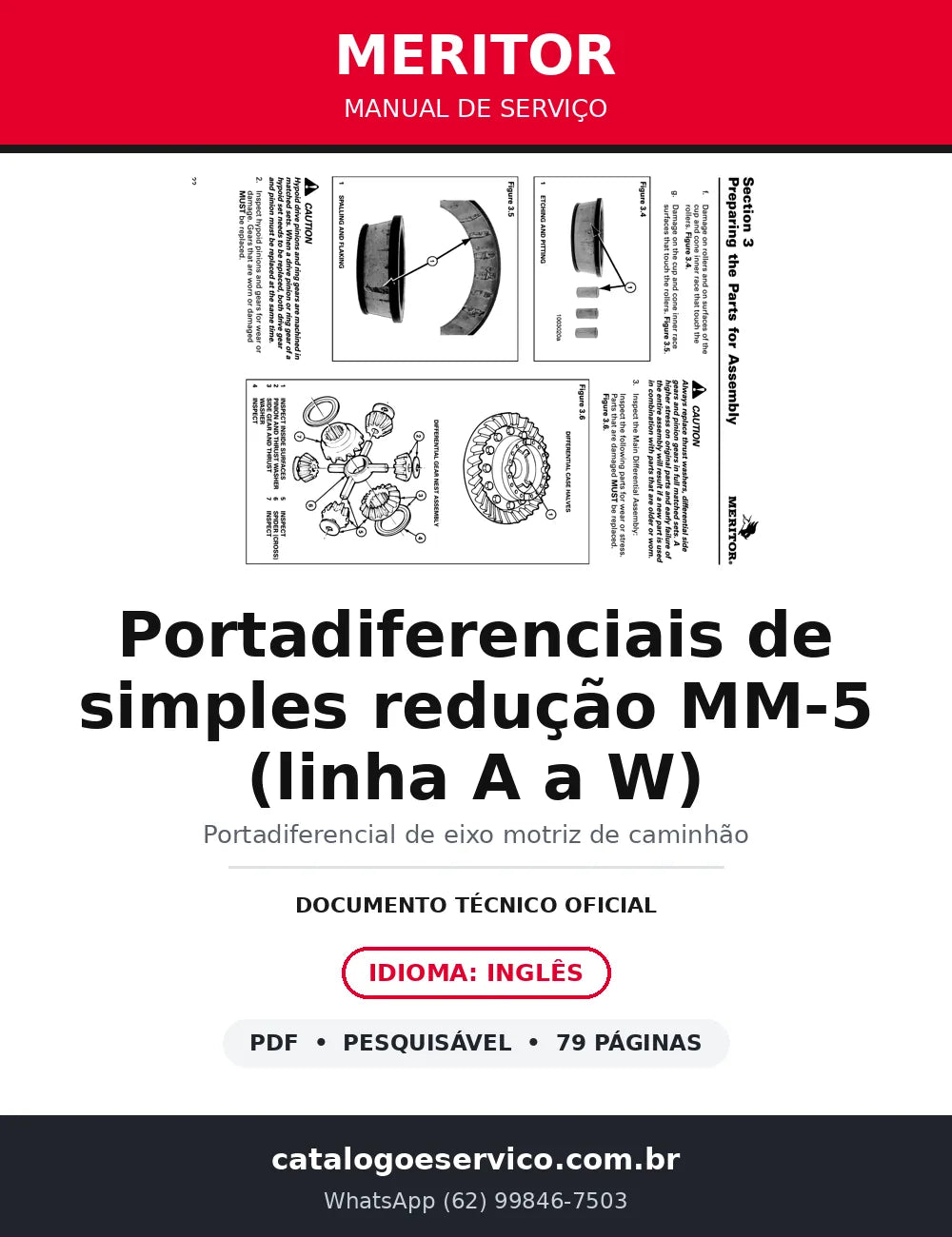 Manual de Serviço Meritor MM-5 Portadiferenciais de Simples Redução — A-150 a W-170 — capa