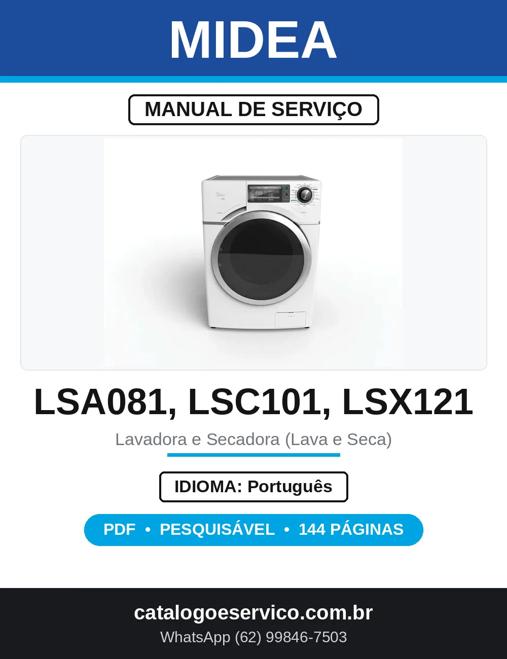 Manual de Serviço Midea Lava e Seca LSA, LSC e LSX — capa