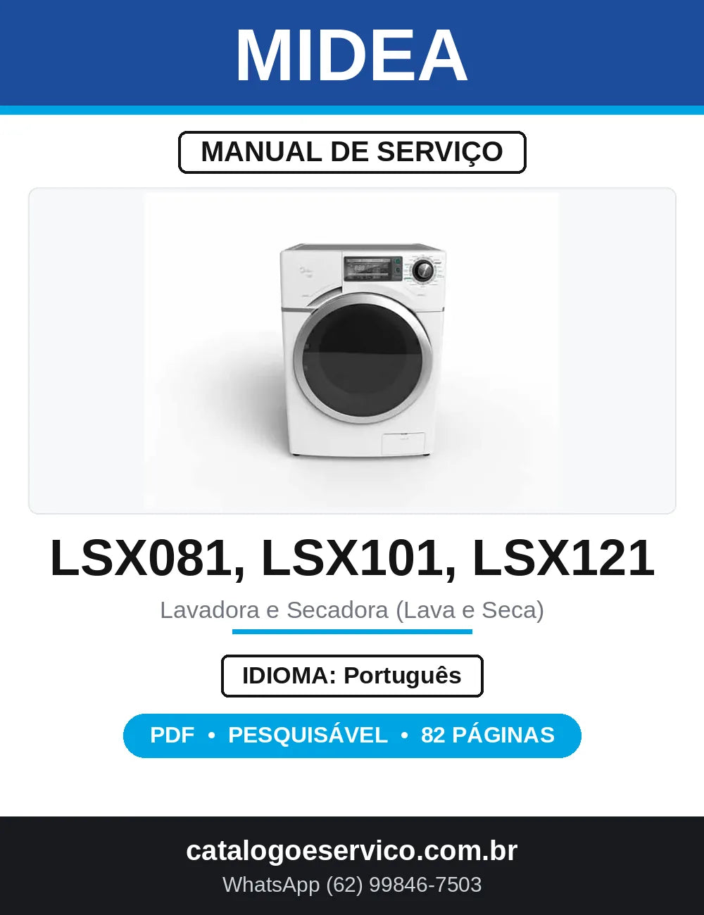 Manual de Serviço Midea Lava e Seca LSX081 LSX101 LSX121 — capa