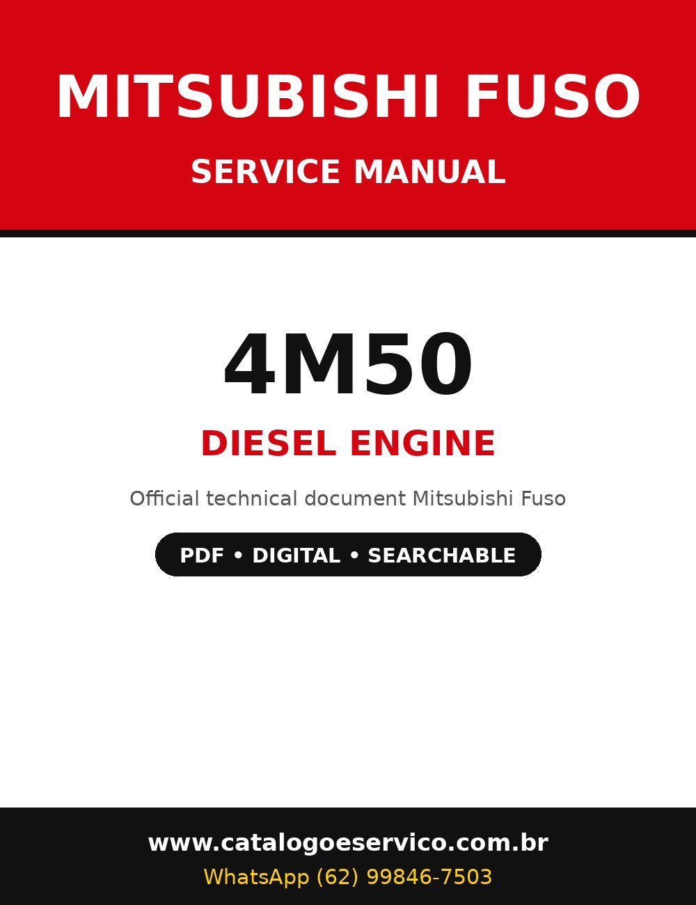 Manual de Serviço Mitsubishi Fuso 4M50 - Motor Diesel (Inglês)