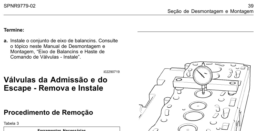 Vista explodida de conjunto do Manual de Serviço Perkins 1103 / 1104