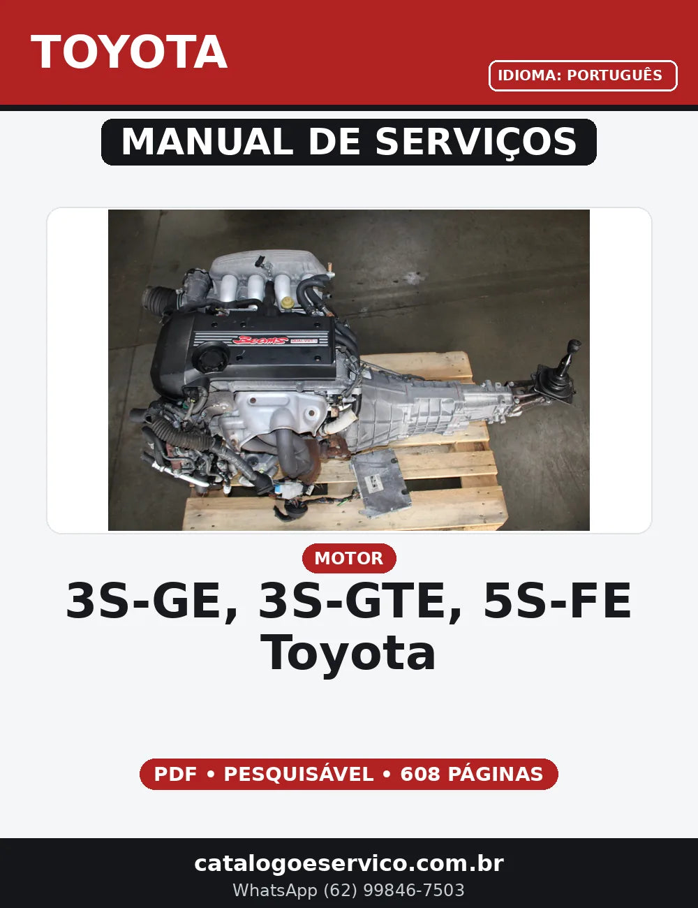 MANUAL DE SERVIÇO MOTOR - 3S-GE, 3S-GTE, 5S-FE TOYOTA — capa do manual de serviço