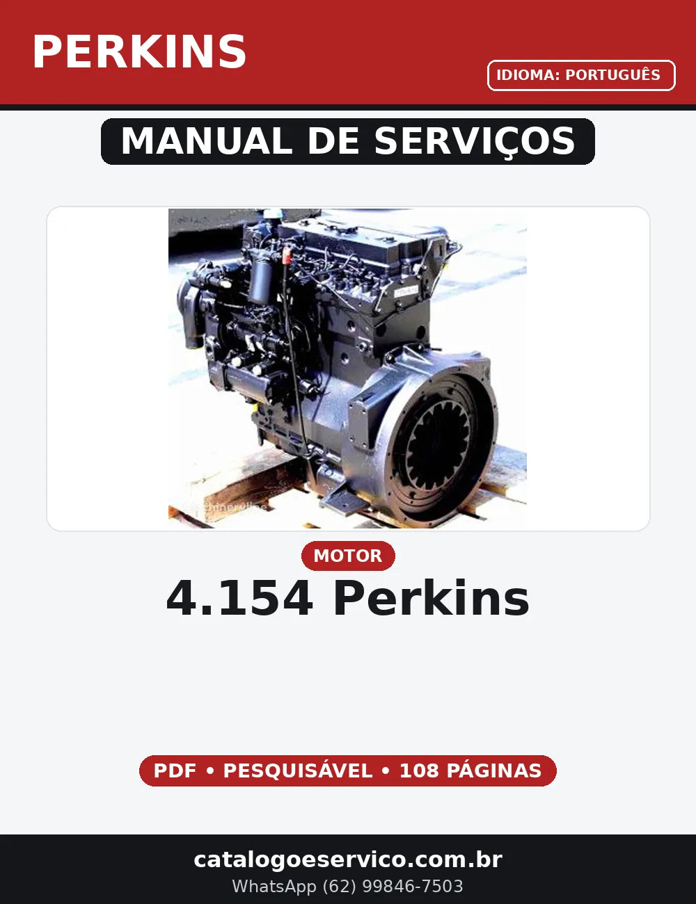 MANUAL DE SERVIÇO MOTOR - 4.154 PERKINS — capa do manual de serviço