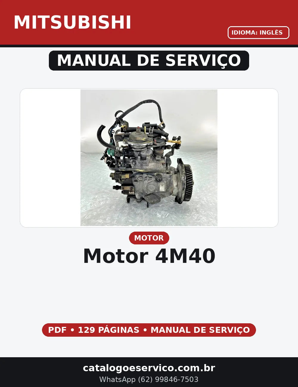 MANUAL DE SERVIÇO MOTOR - 4M40 MITSUBISHI — capa do manual de serviço