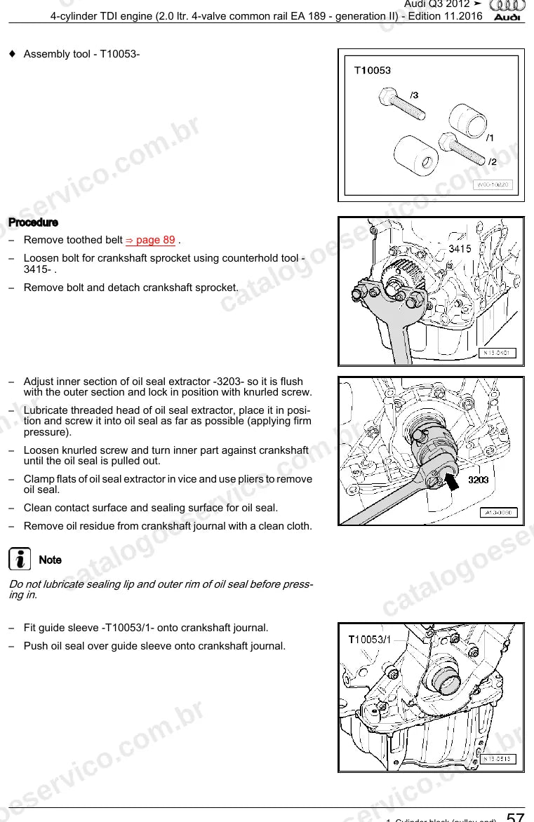 Página ilustrada do manual de serviço do motor 2.0 TDI EA189 (CFFA) — Audi Q3 — figura 1