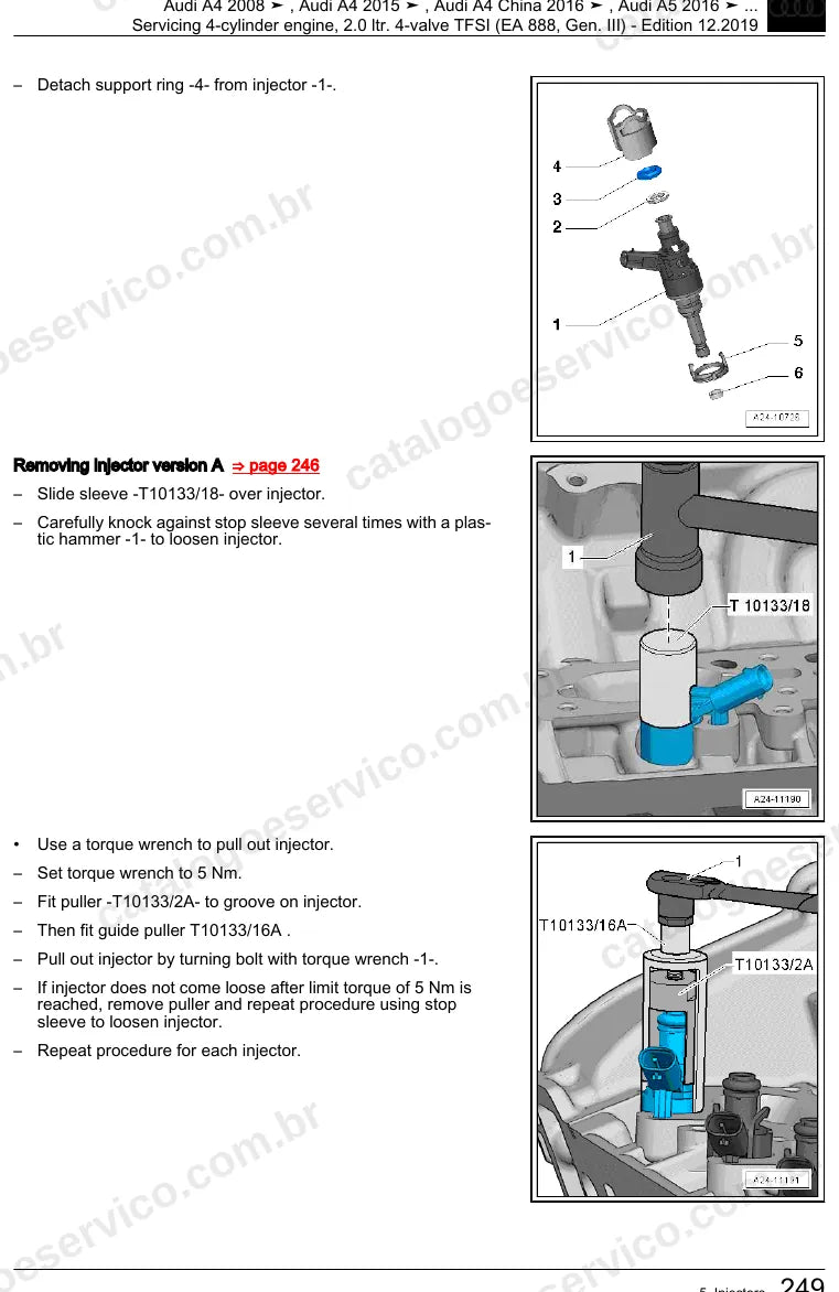 Página ilustrada do manual de serviço do motor 2.0 TFSI EA888 Geração III (CYMC) — Audi A4 e A5 — figura 1