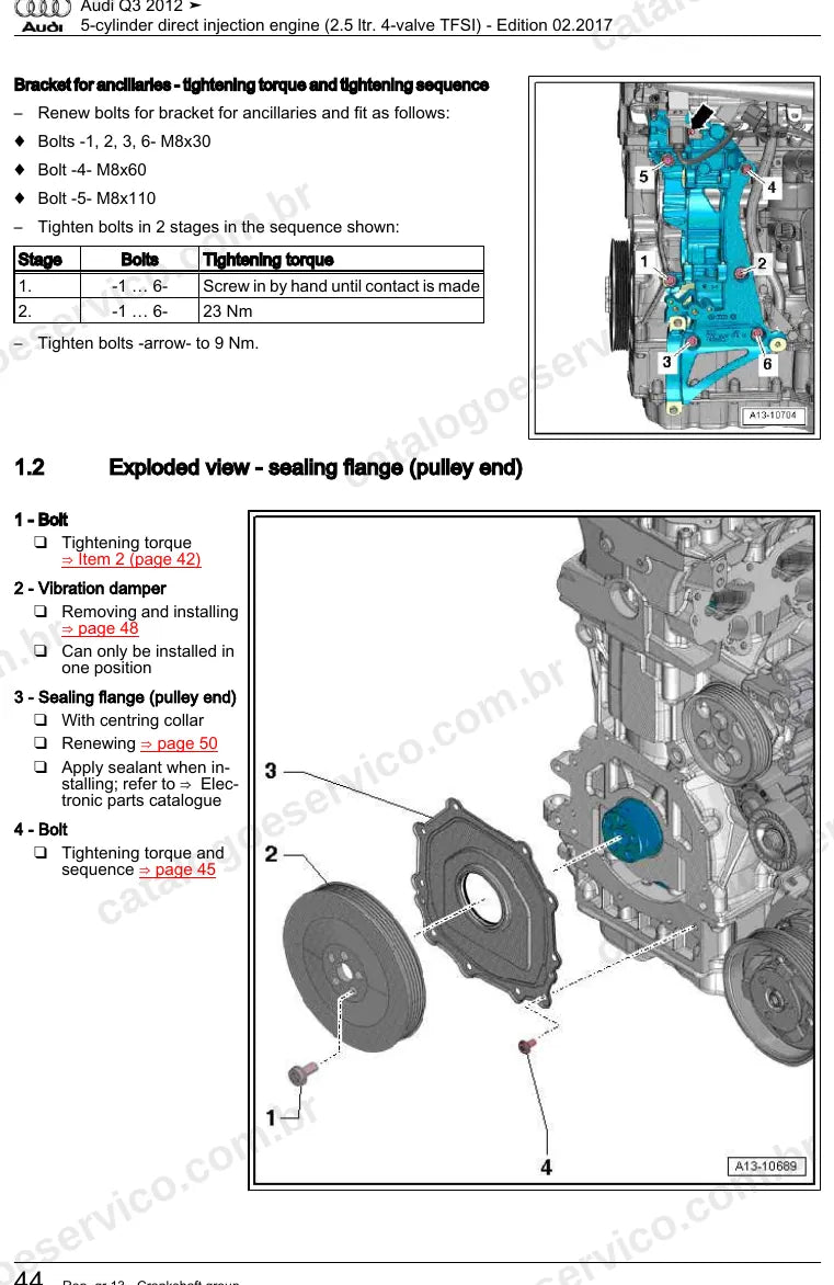 Página ilustrada do manual de serviço do motor 2.5 TFSI 5 Cilindros (CTSA) — Audi Q3 — figura 4