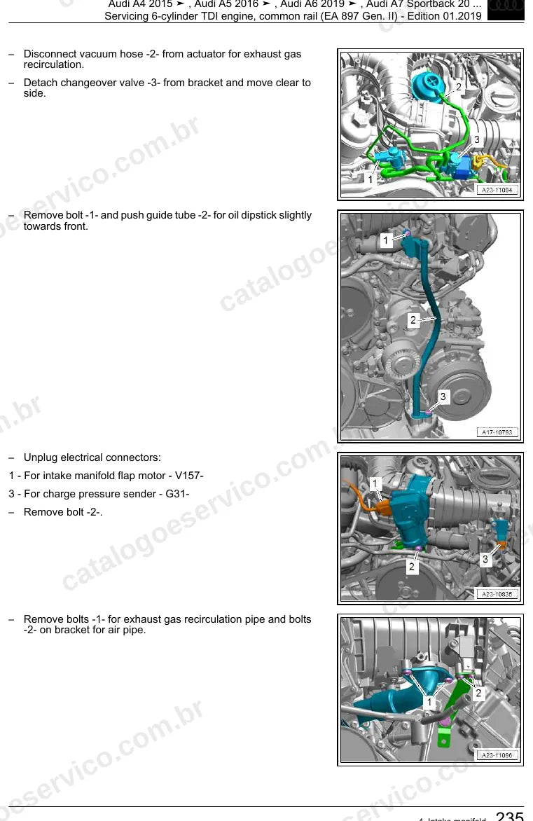 Página ilustrada do manual de serviço do motor 3.0 V6 TDI EA897 (DCPC) — Audi A4, A5 e A6 — figura 3