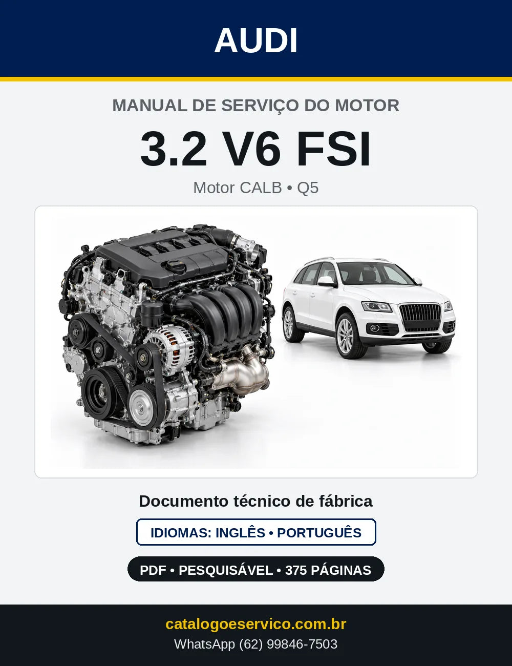 Capa do manual de serviço do motor 3.2 V6 FSI (CALB) — Audi Q5 em PDF