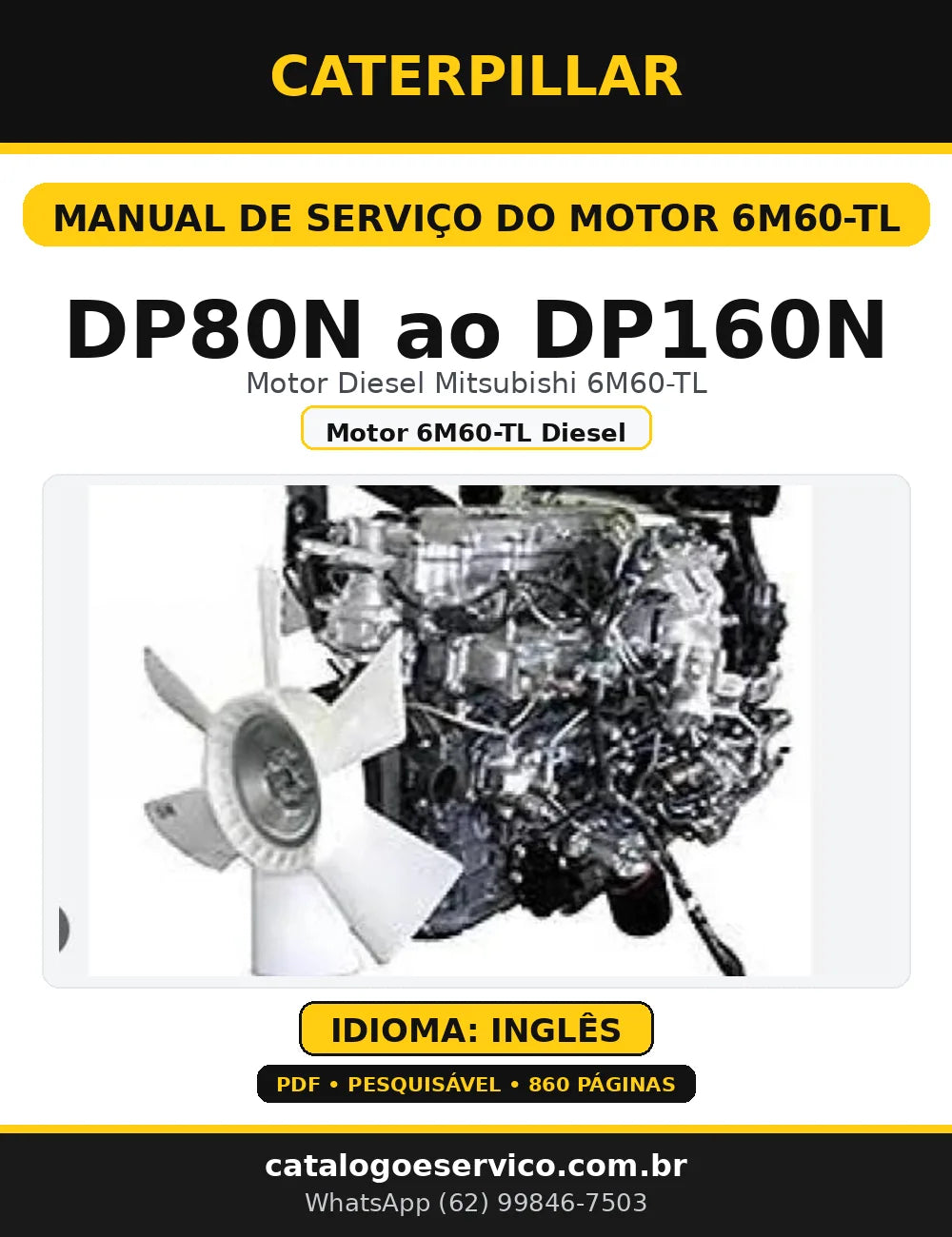 Capa do Manual de Serviço Caterpillar DP80N ao DP160N