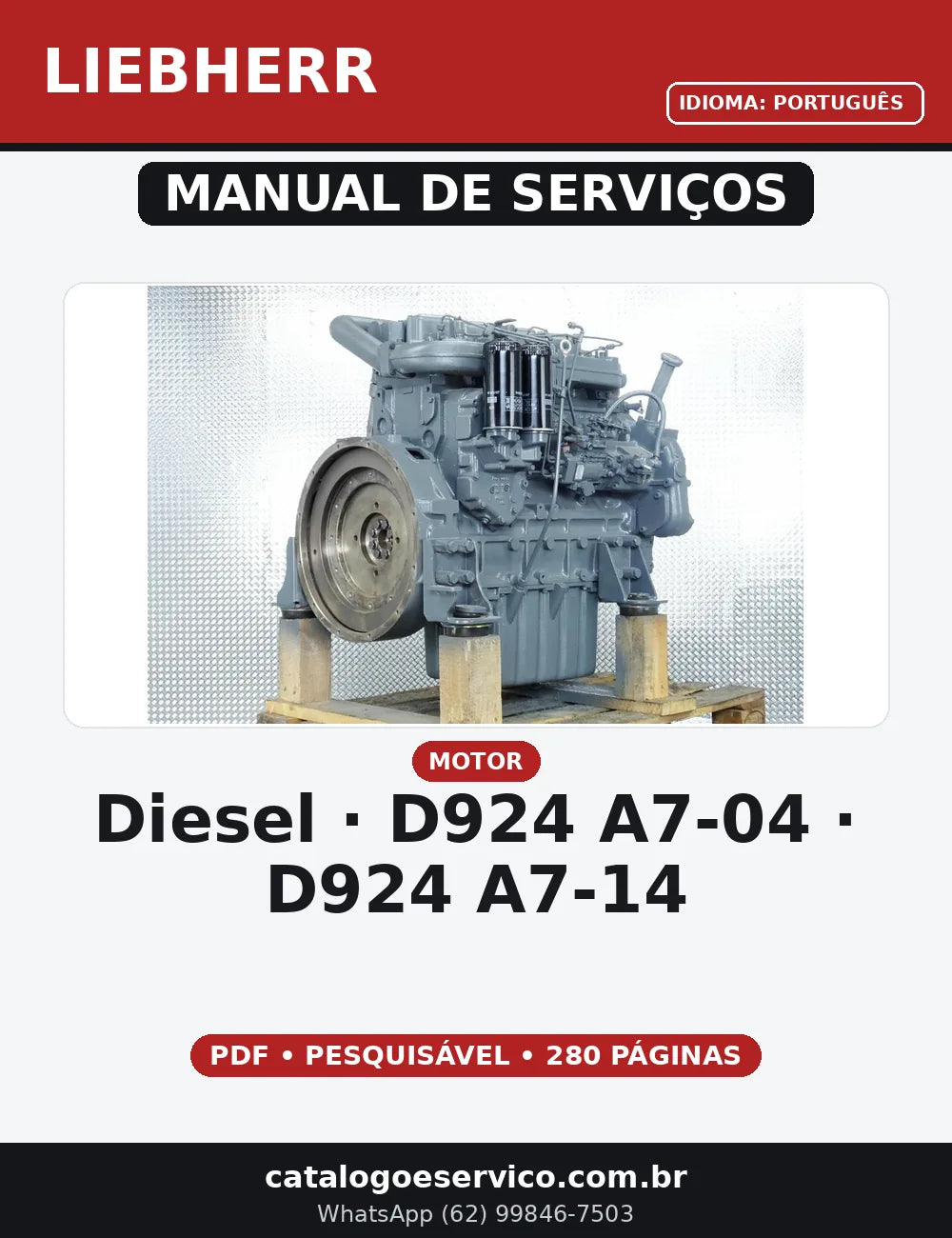 MANUAL DE SERVIÇO MOTOR DIESEL - D924 A7-04 / D924 A7-14 — capa do manual de serviço