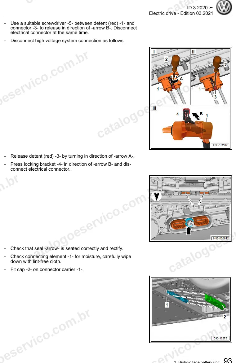 Página ilustrada do manual de serviço do motor Motor Elétrico de Tração (EBJA) — ID.3 — figura 3