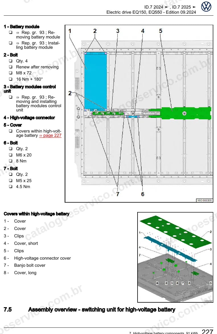 Página ilustrada do manual de serviço do motor Motores Elétricos EQ150 e EQ550 (EDDA) — ID.7 — figura 1