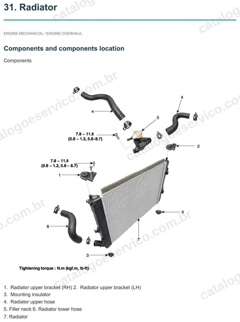 Página ilustrada do manual de serviço do motor Hyundai Creta 1.6 MPI — figura 1