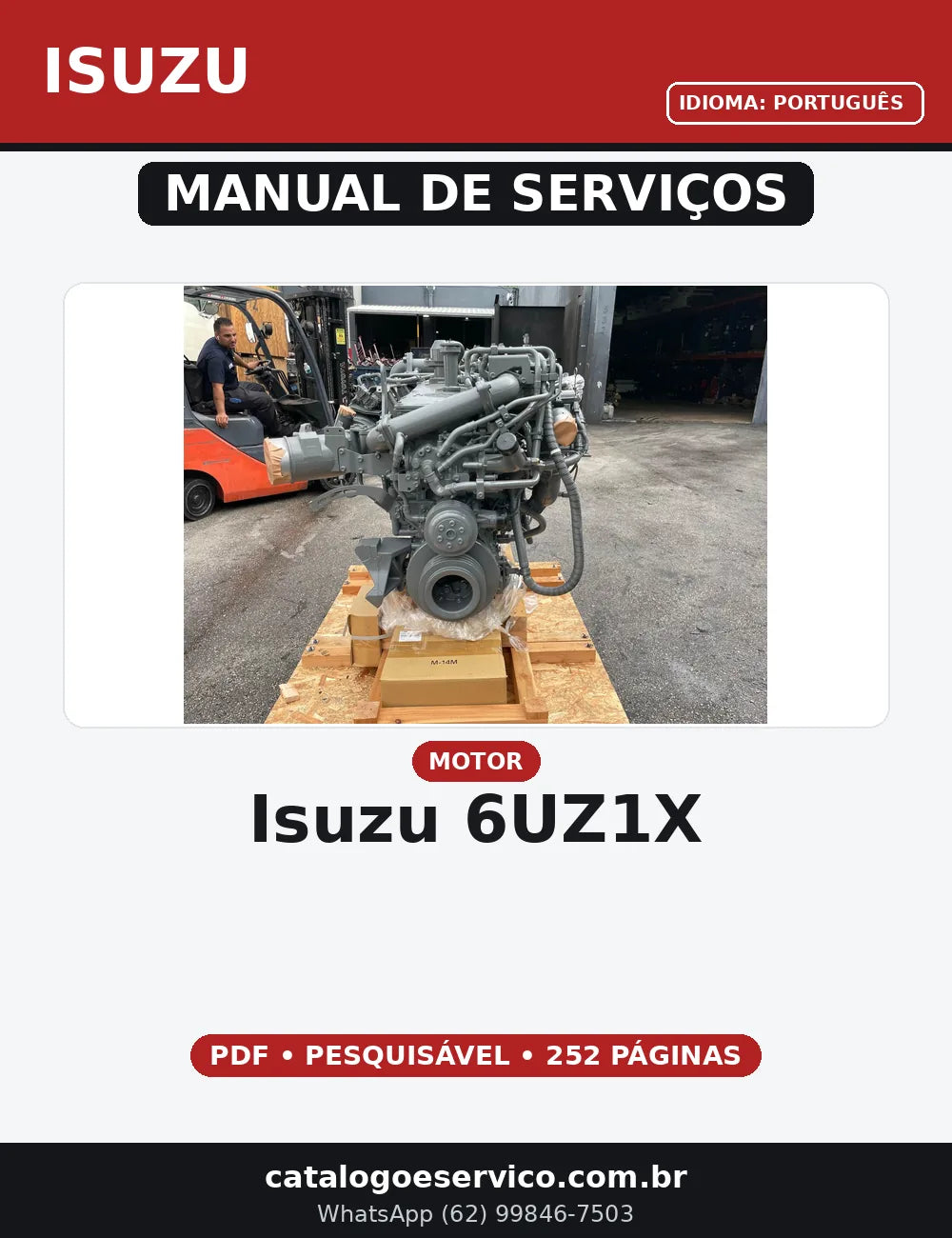MANUAL DE SERVIÇO MOTOR ISUZU 6UZ1X — capa do manual de serviço