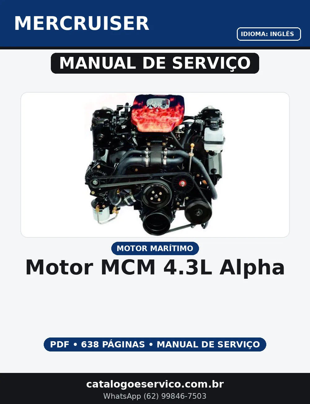 MANUAL DE SERVIÇO MOTOR  MCM 4.3L ALPHA MERCRUISER — capa do manual de serviço
