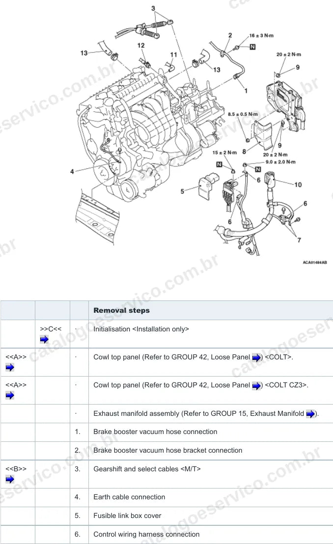 Página ilustrada do manual de serviço do motor Mitsubishi 4A90 1.3 16V — figura 3