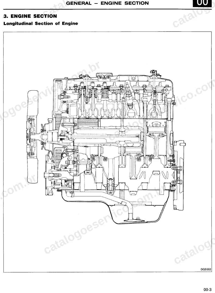 Página ilustrada do manual de serviço do motor Mitsubishi 4D55 2.3 Diesel 8V — figura 1