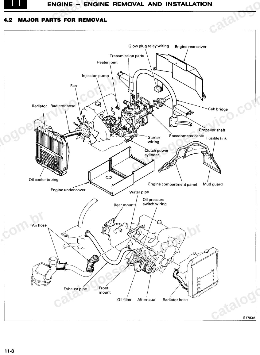 Página ilustrada do manual de serviço do motor Mitsubishi 4D55 2.3 Diesel 8V — figura 2