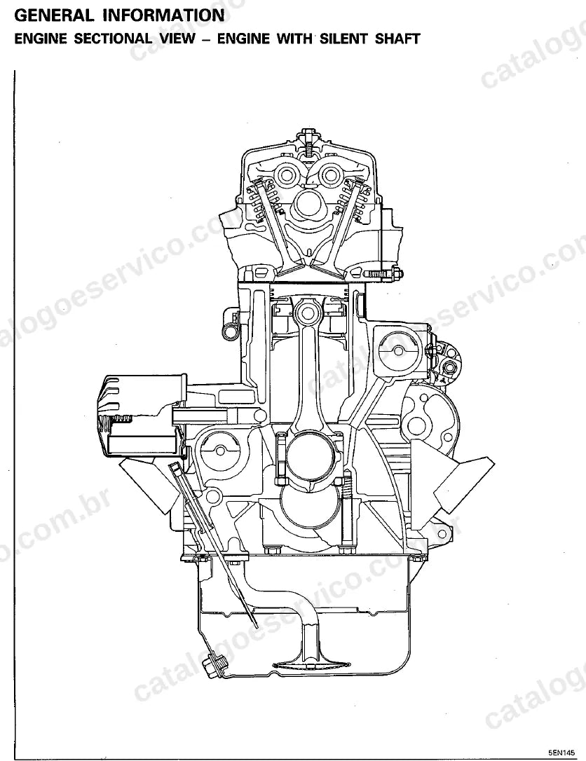 Página ilustrada do manual de serviço do motor Mitsubishi 4G54 2.6 8V — figura 1