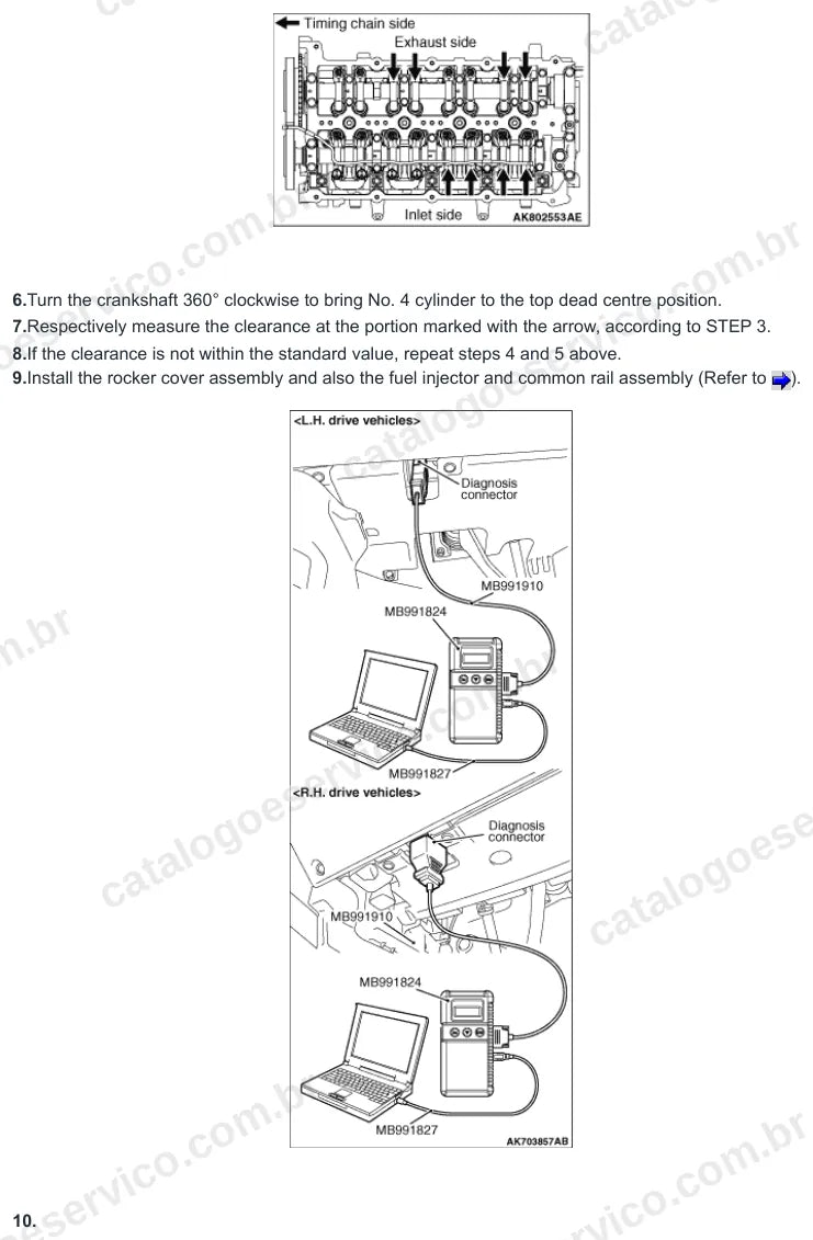 Página ilustrada do manual de serviço do motor Mitsubishi 4N14 2.2 DI-D Diesel 16V — figura 1