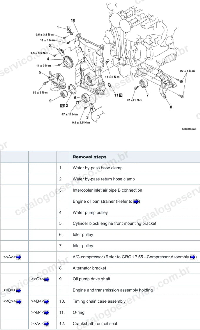 Página ilustrada do manual de serviço do motor Mitsubishi 4N14 2.2 DI-D Diesel 16V — figura 4